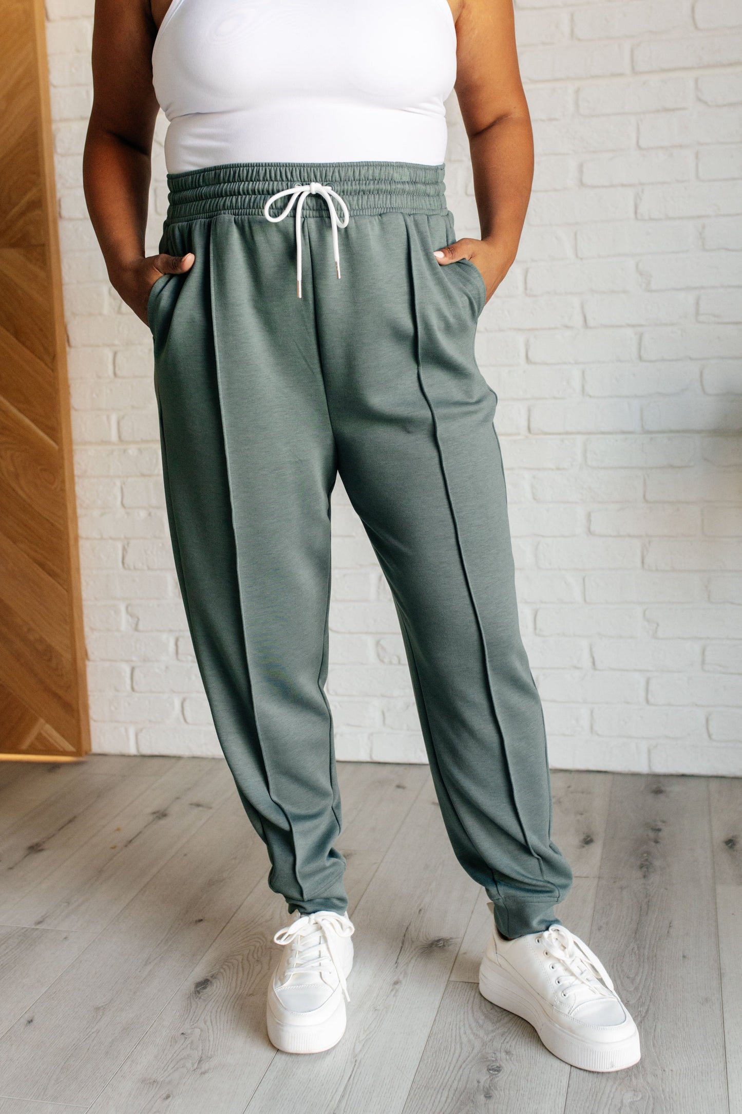 Urban Luxe Center Seam Joggers - Ash Jade