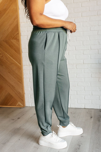 Urban Luxe Center Seam Joggers - Ash Jade