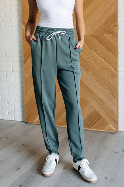 Urban Luxe Center Seam Joggers - Ash Jade