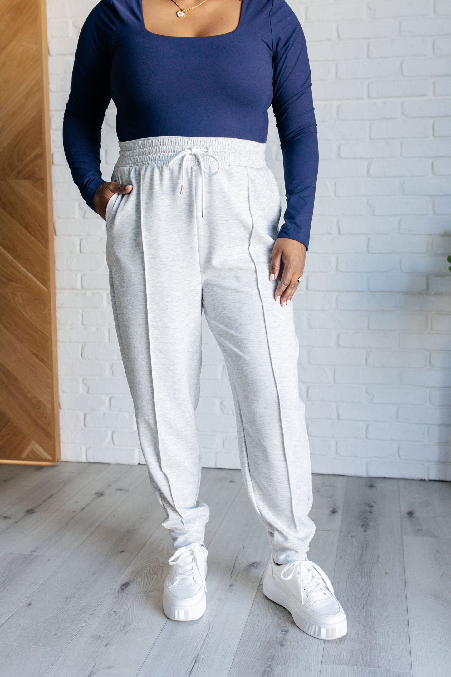 Urban Luxe Center Seam Joggers - Heather Grey