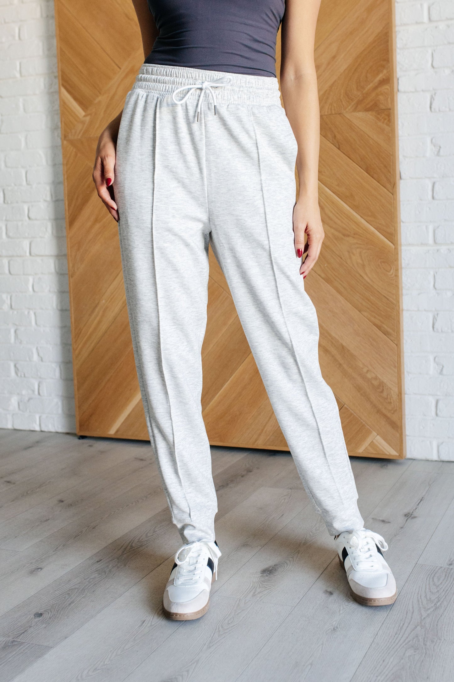 Urban Luxe Center Seam Joggers - Heather Grey