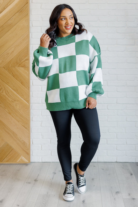 Green Checkered Cozy Sweater