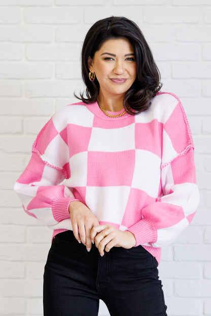 Pink Checkered Cozy Sweater