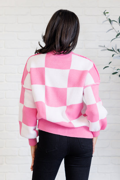 Pink Checkered Cozy Sweater