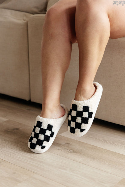 Cozy Check Slippers - Black