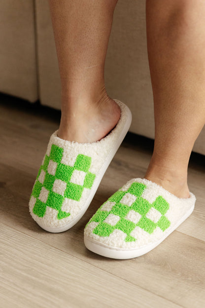 Cozy Check Slippers - Green