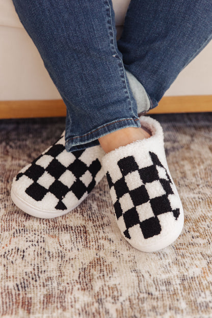 Cozy Check Slippers - Black