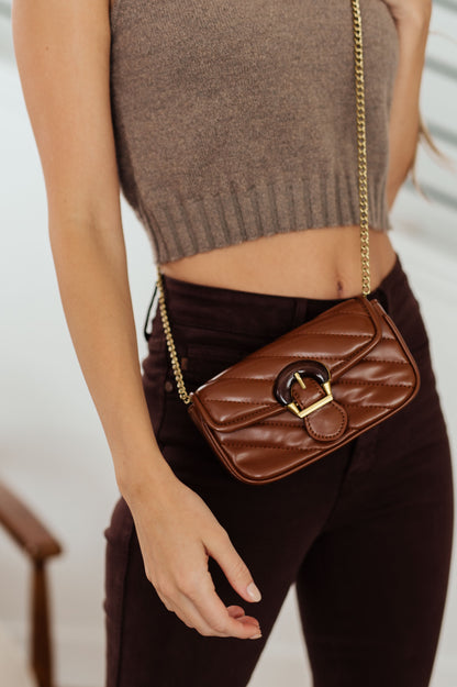 Timeless Elegance Quilted Clutch - Brown