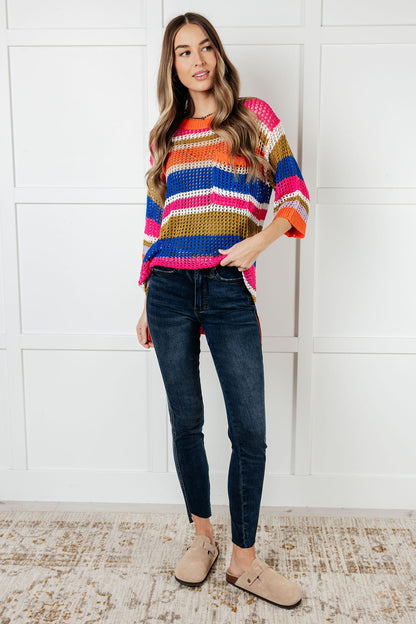 Reflective Stripes Relaxed Knit Top