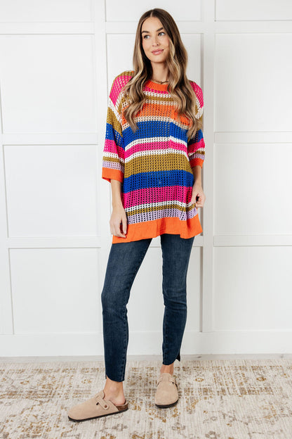 Reflective Stripes Relaxed Knit Top