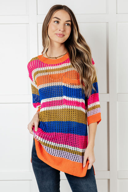 Reflective Stripes Relaxed Knit Top