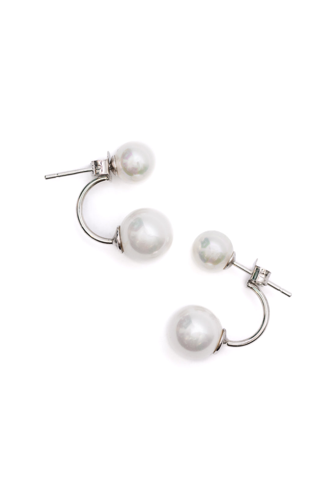 Double Pearl Sterling Silver Stud Earrings