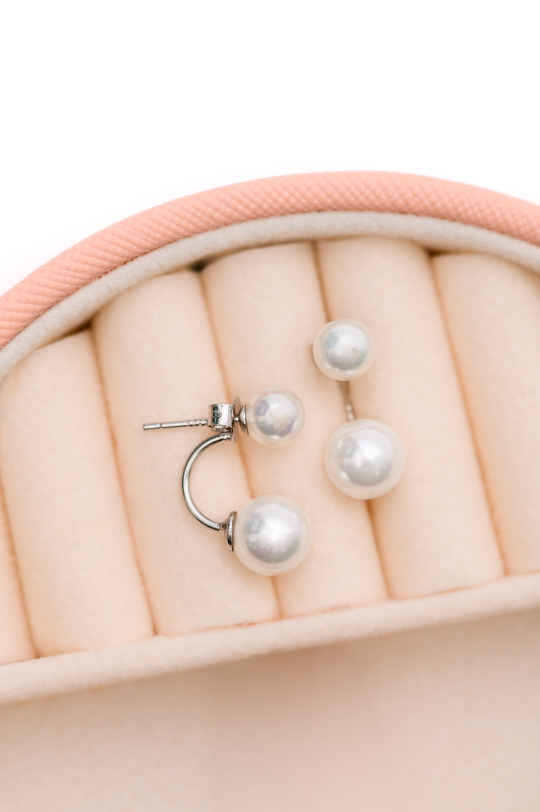 Double Pearl Sterling Silver Stud Earrings