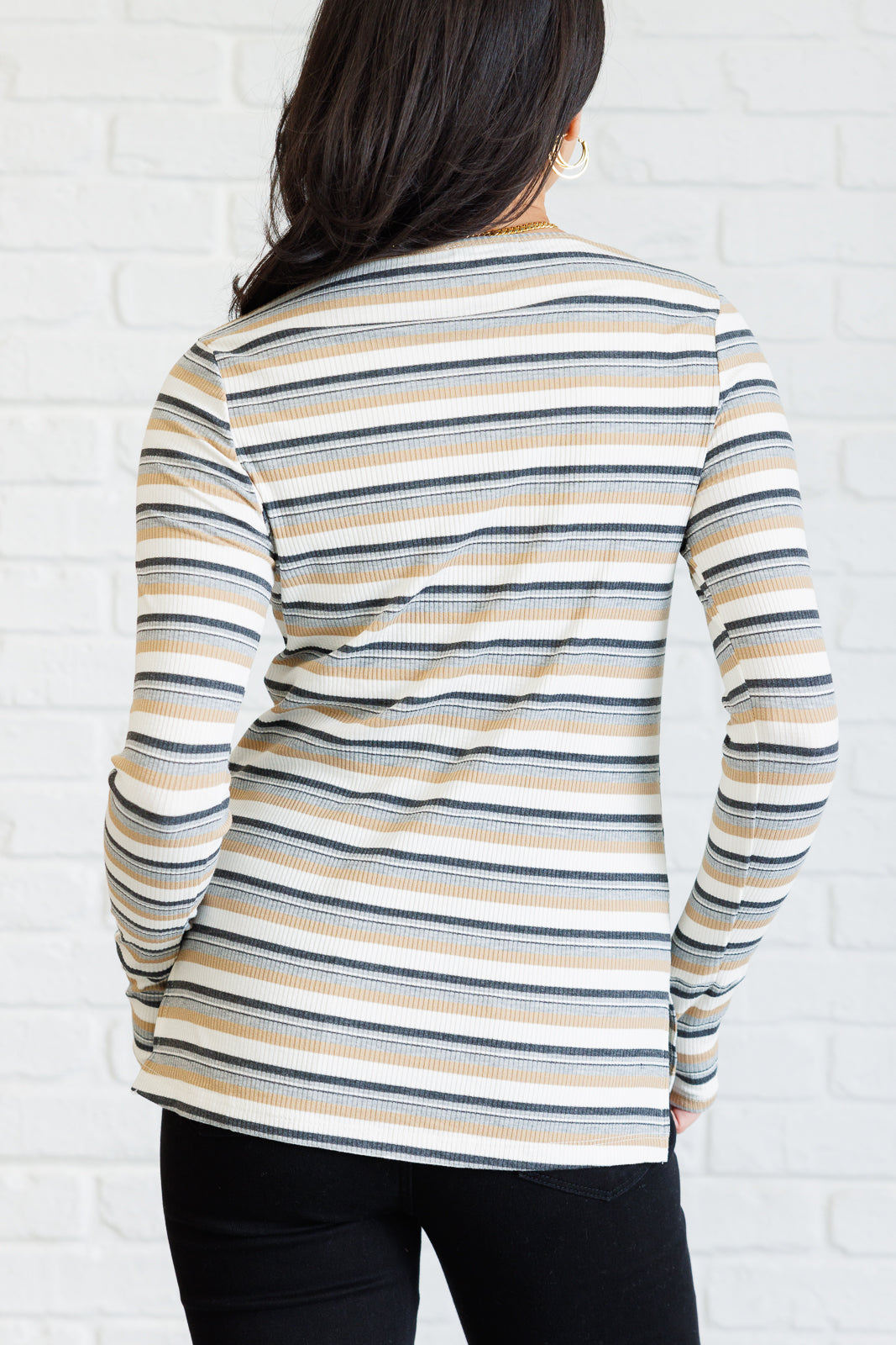 Coastal Chill Striped Long Sleeve Knit Top