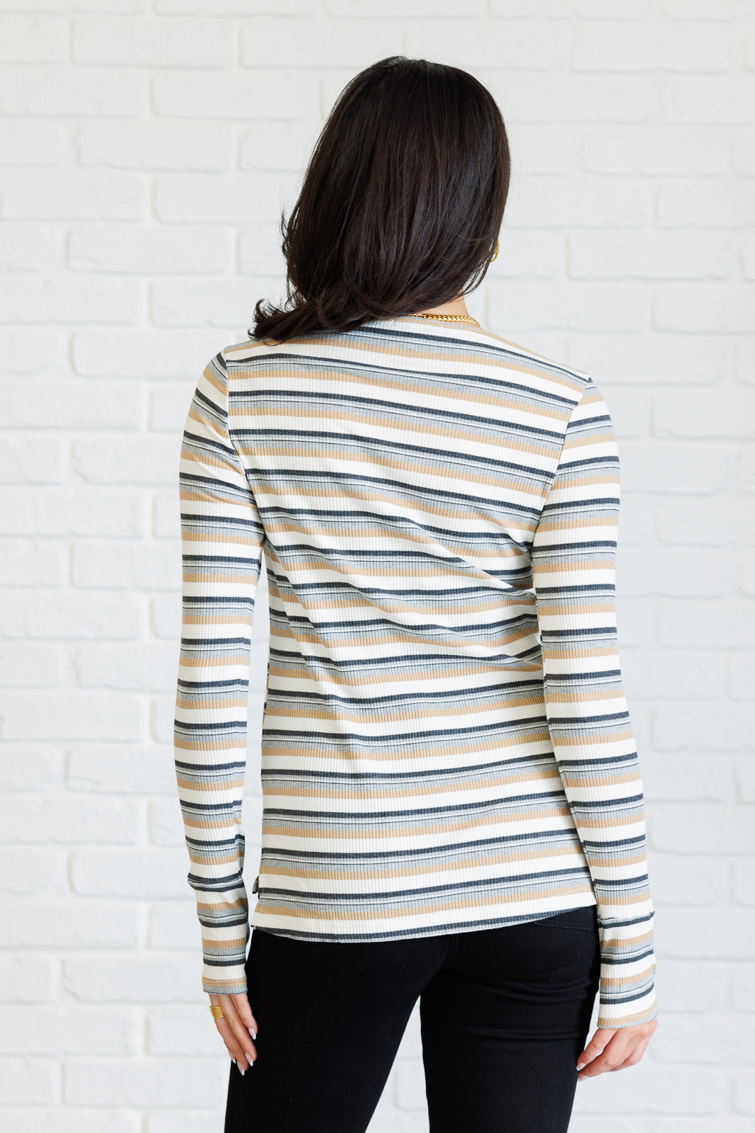 Coastal Chill Striped Long Sleeve Knit Top