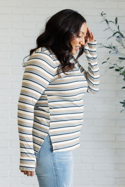 Coastal Chill Striped Long Sleeve Knit Top