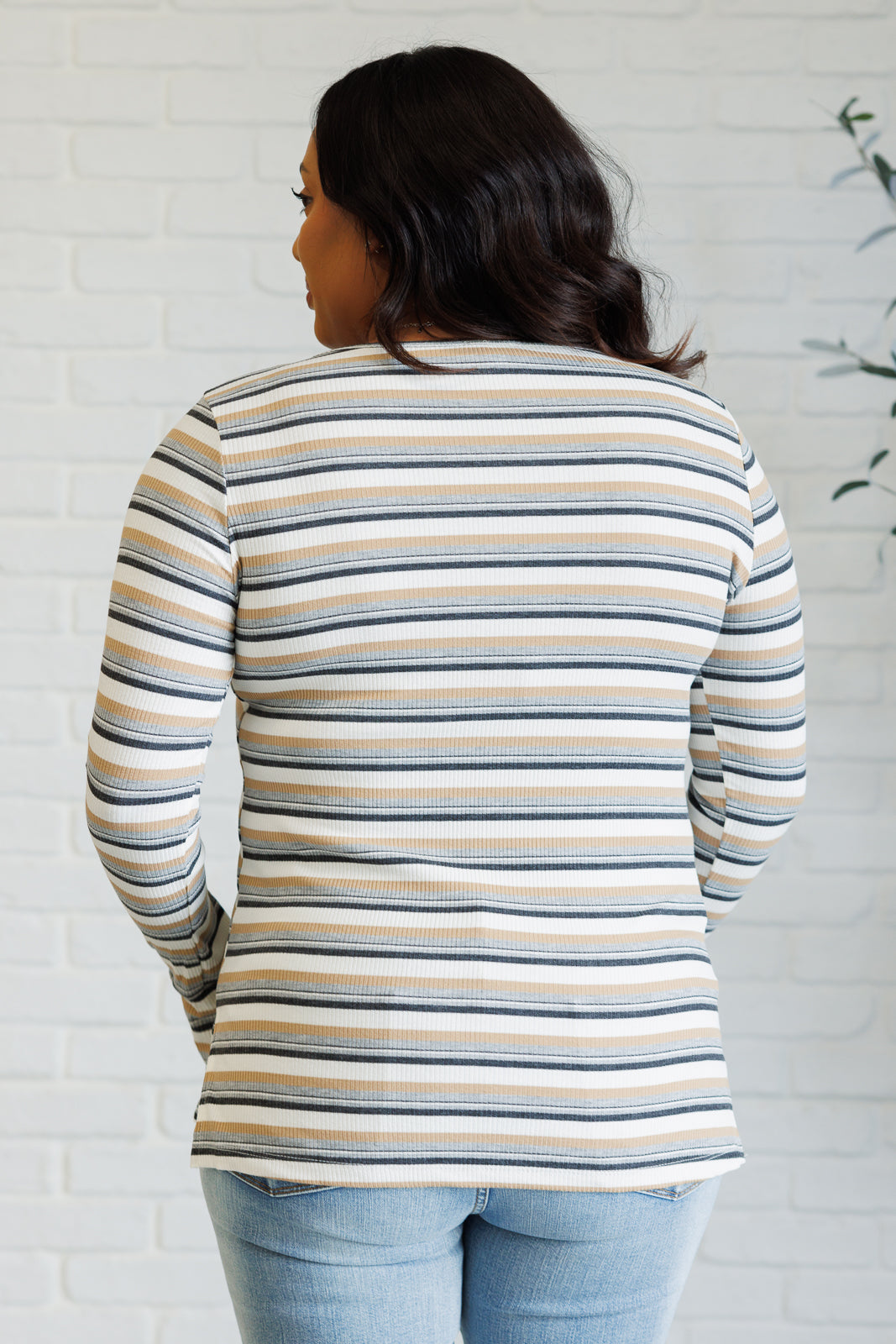 Coastal Chill Striped Long Sleeve Knit Top