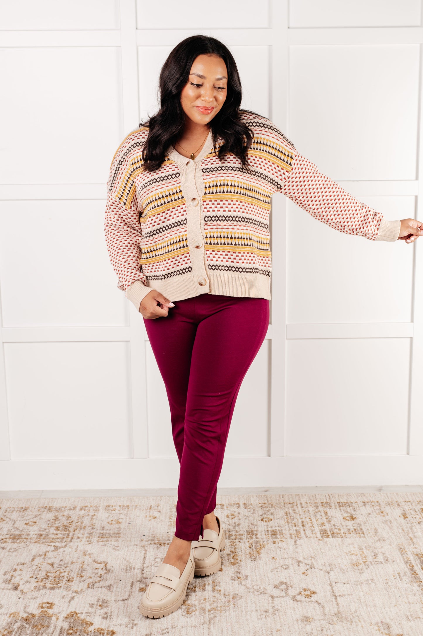 Chic Comfort Striped Button-Down Cardigan