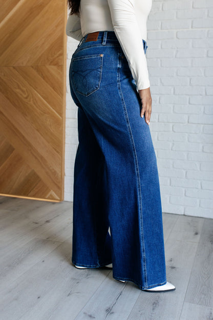 Classic Control High Rise Wide Leg Denim Jeans - Redtop