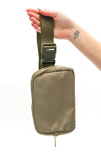 On the Move Crossbody Belt Bag in Olive