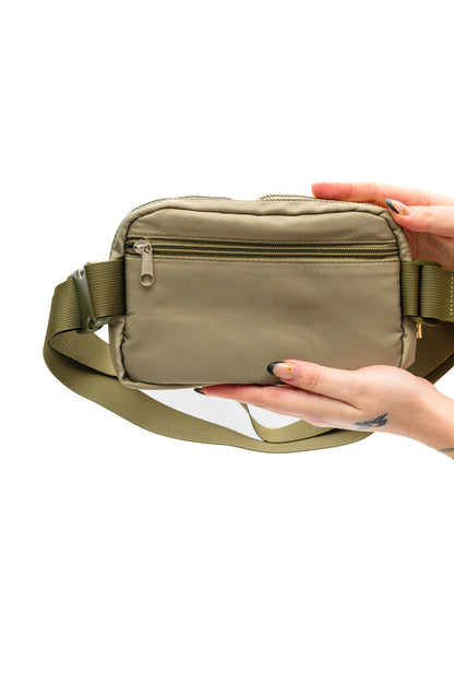 On the Move Crossbody Belt Bag in Olive