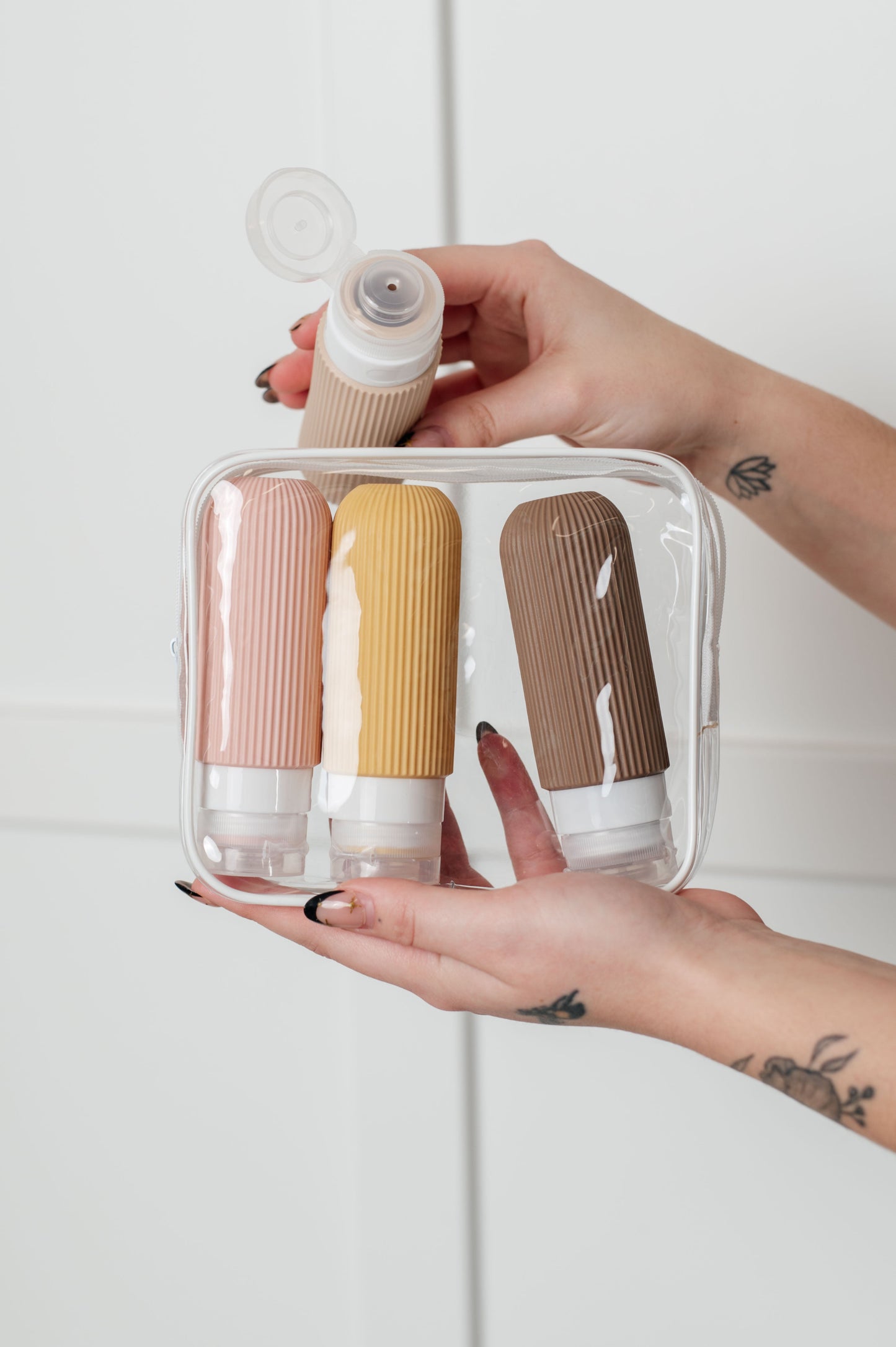 Travel-Ready Toiletry Bottles in Neutral