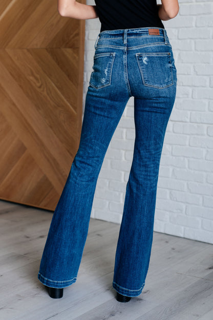 Free Spirit Distressed Flare Jeans - Redtop