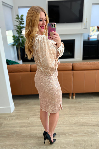 Golden Hour Sequin Skirt - Champagne