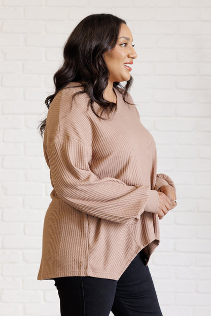 Serene Vibes V-Neck Long Sleeve Top in Coffee