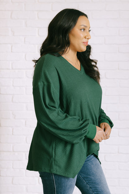 Serene Vibes V-Neck Long Sleeve Top in Green