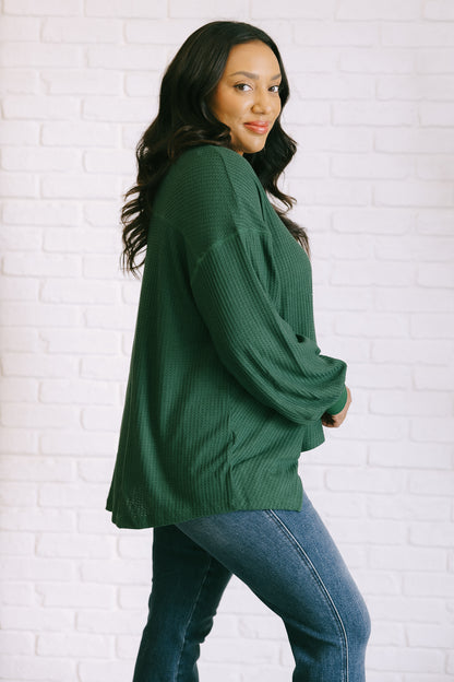 Serene Vibes V-Neck Long Sleeve Top in Green