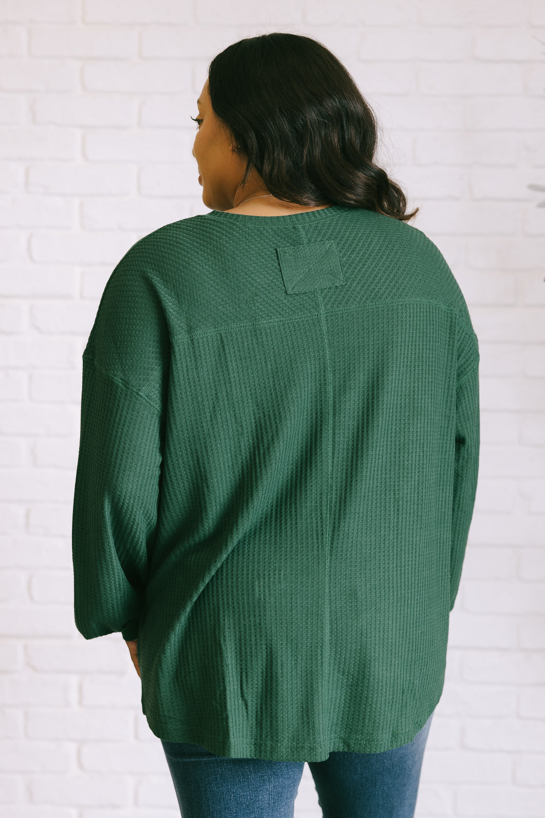 Serene Vibes V-Neck Long Sleeve Top in Green