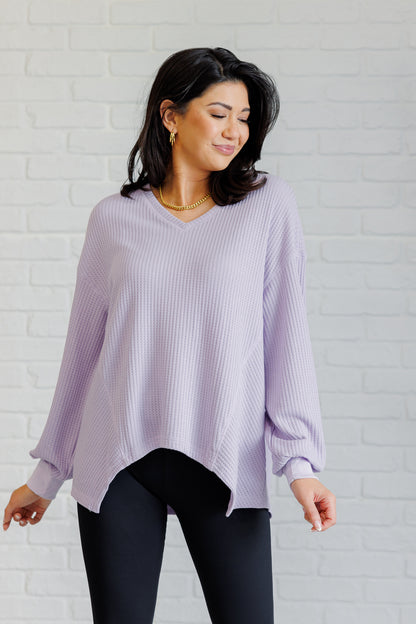 Serene Vibes V-Neck Long Sleeve Top in Lavender