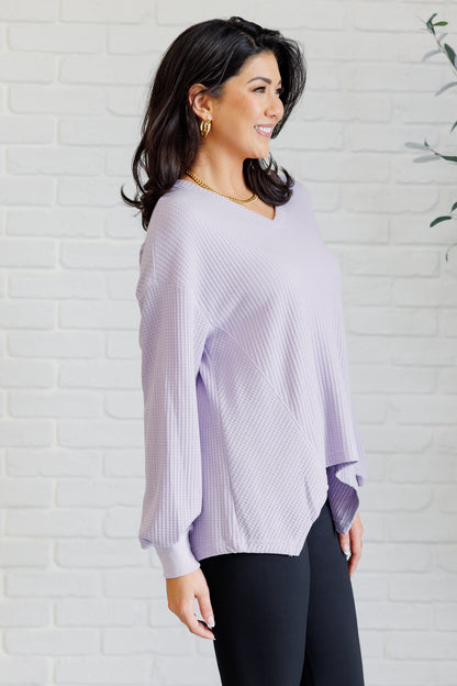 Serene Vibes V-Neck Long Sleeve Top in Lavender