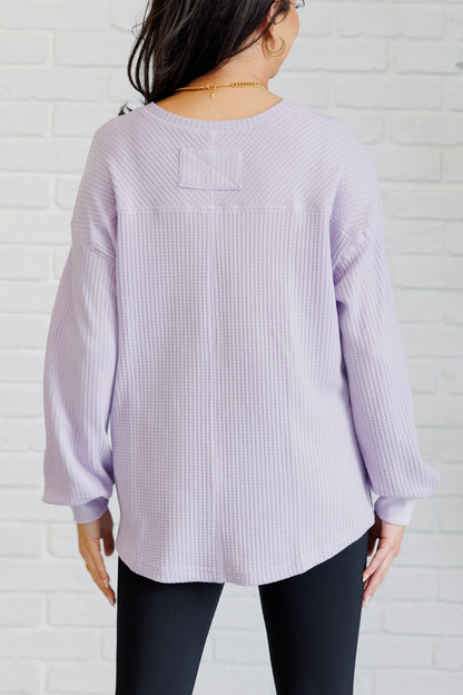 Serene Vibes V-Neck Long Sleeve Top in Lavender