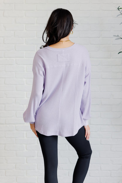 Serene Vibes V-Neck Long Sleeve Top in Lavender