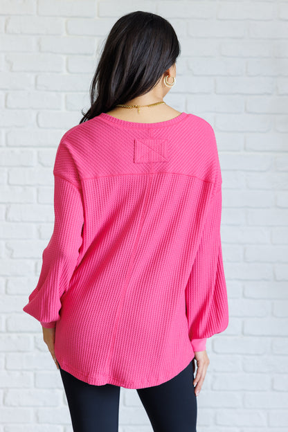 Serene Vibes V-Neck Long Sleeve Top in Pink