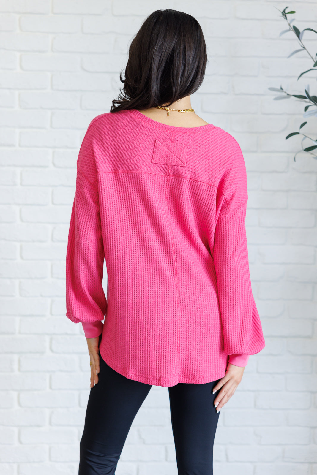 Serene Vibes V-Neck Long Sleeve Top in Pink