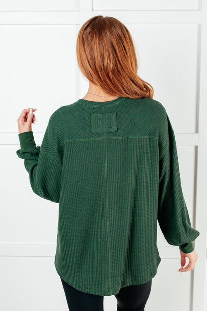 Serene Vibes V-Neck Long Sleeve Top in Green