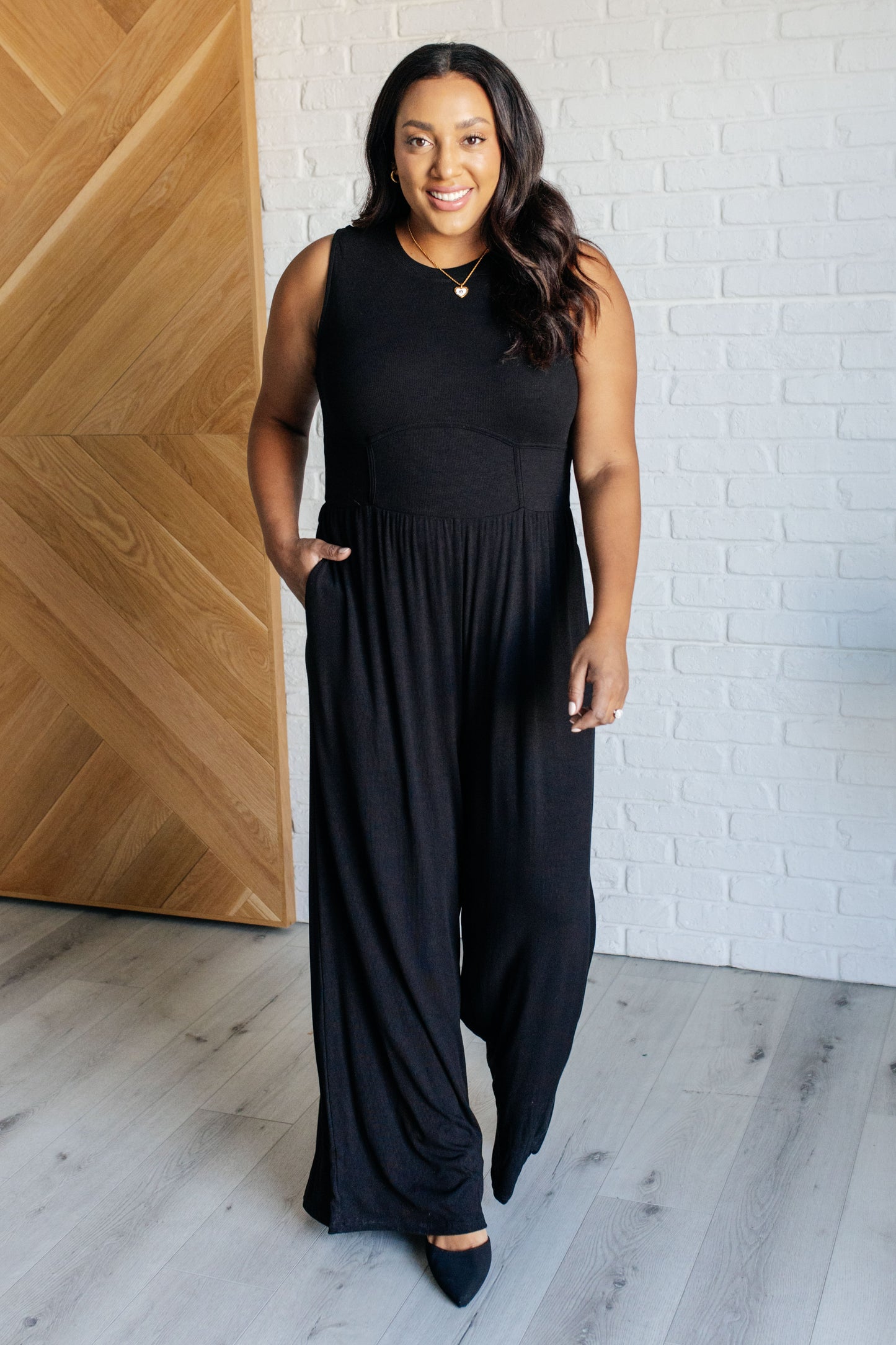 Noir Elegance Wide Leg Jumpsuit