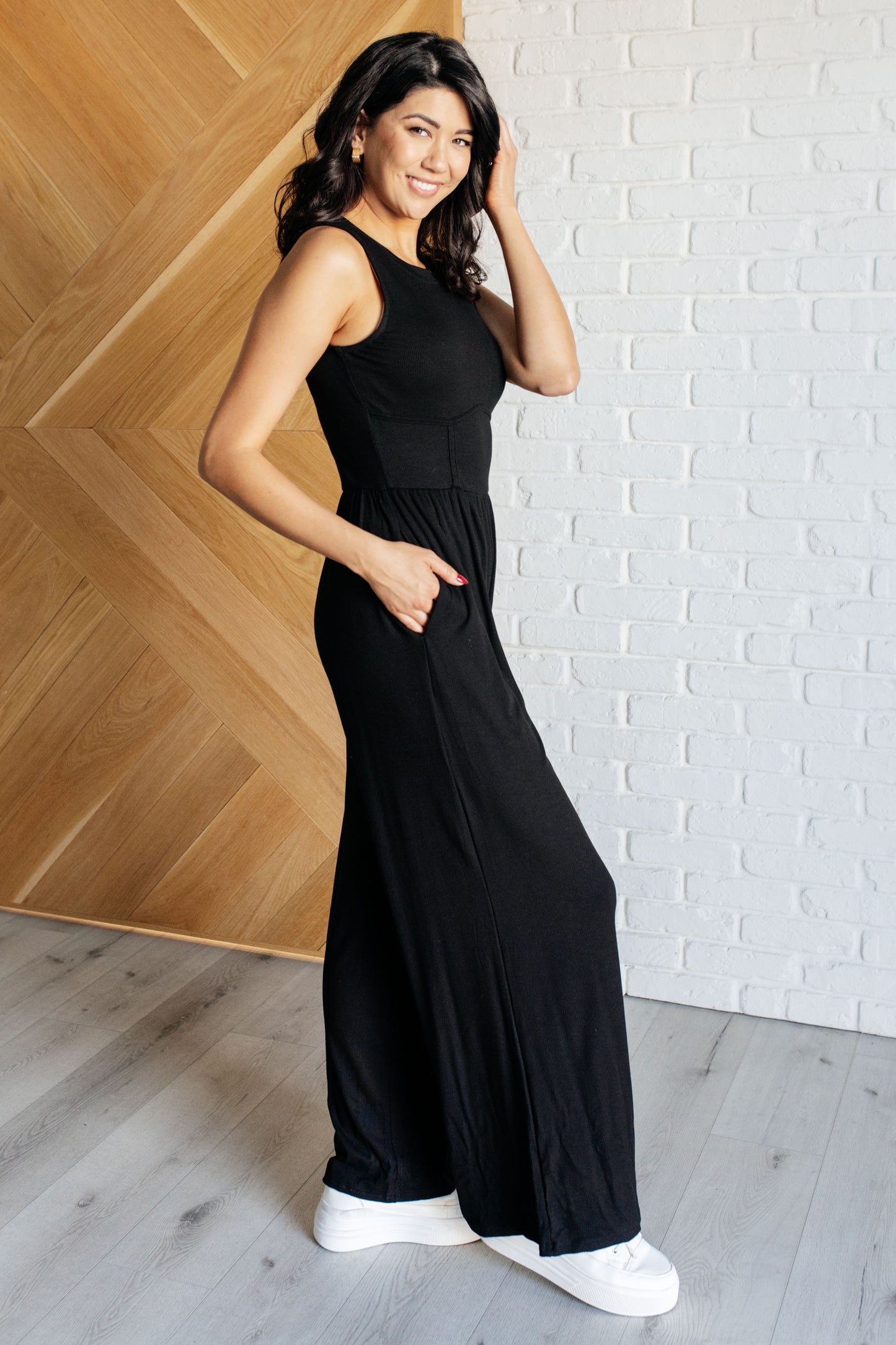 Noir Elegance Wide Leg Jumpsuit