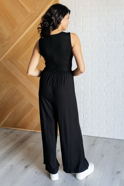 Noir Elegance Wide Leg Jumpsuit