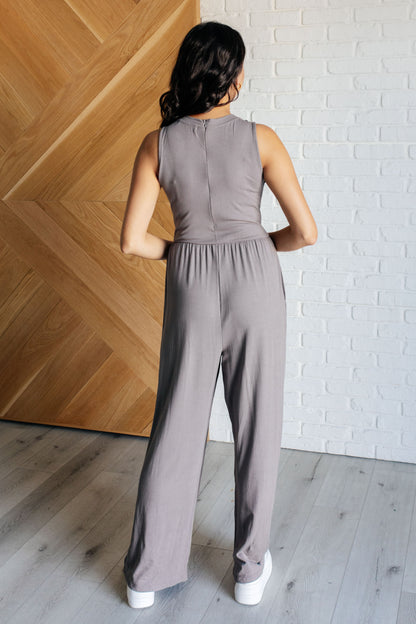 Grey Elegance Wide Leg Jumpsuit