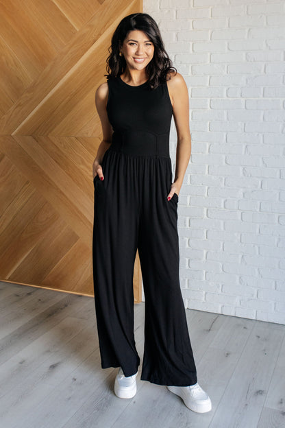 Noir Elegance Wide Leg Jumpsuit