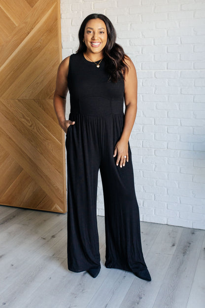 Noir Elegance Wide Leg Jumpsuit