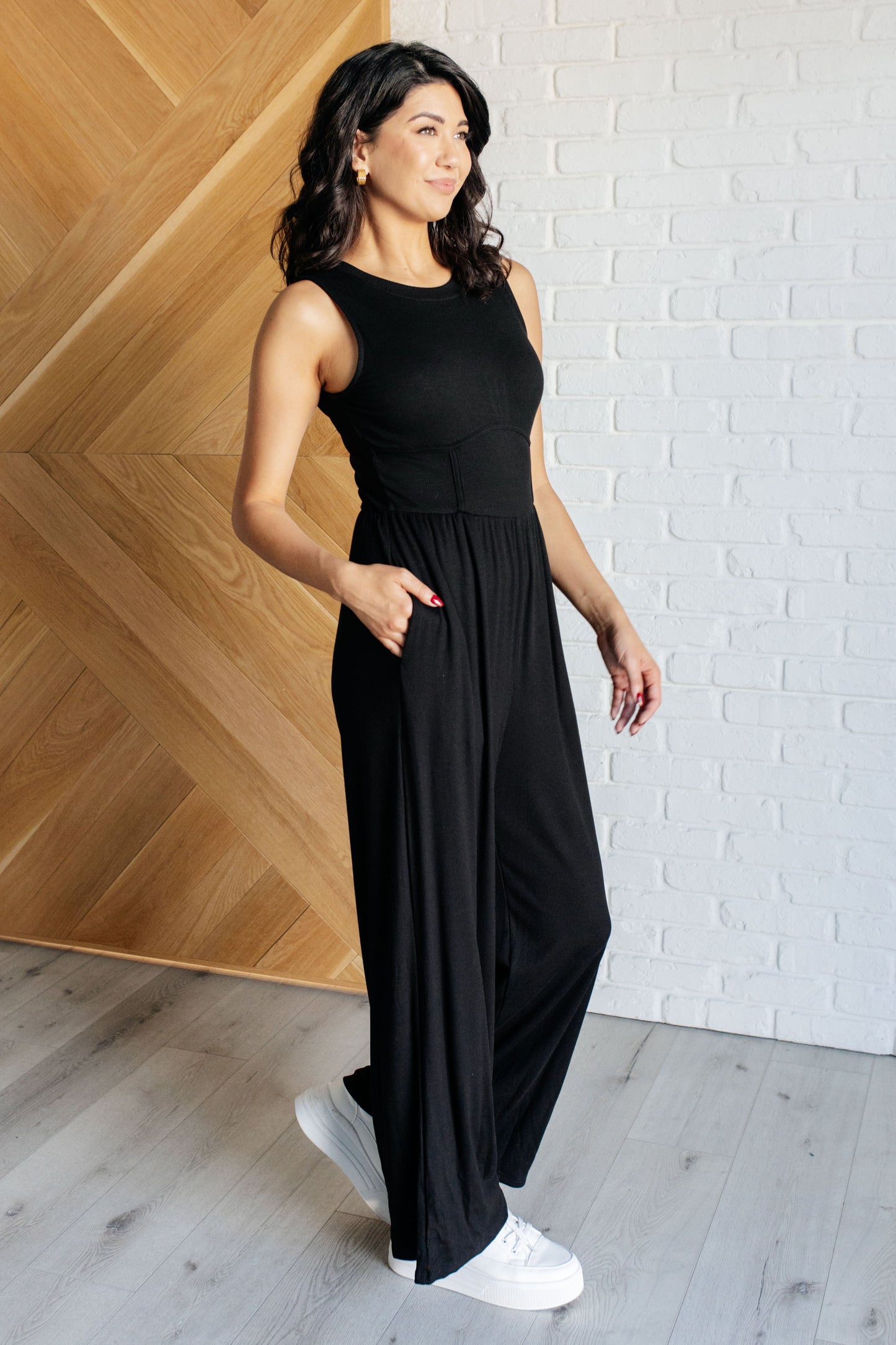 Noir Elegance Wide Leg Jumpsuit