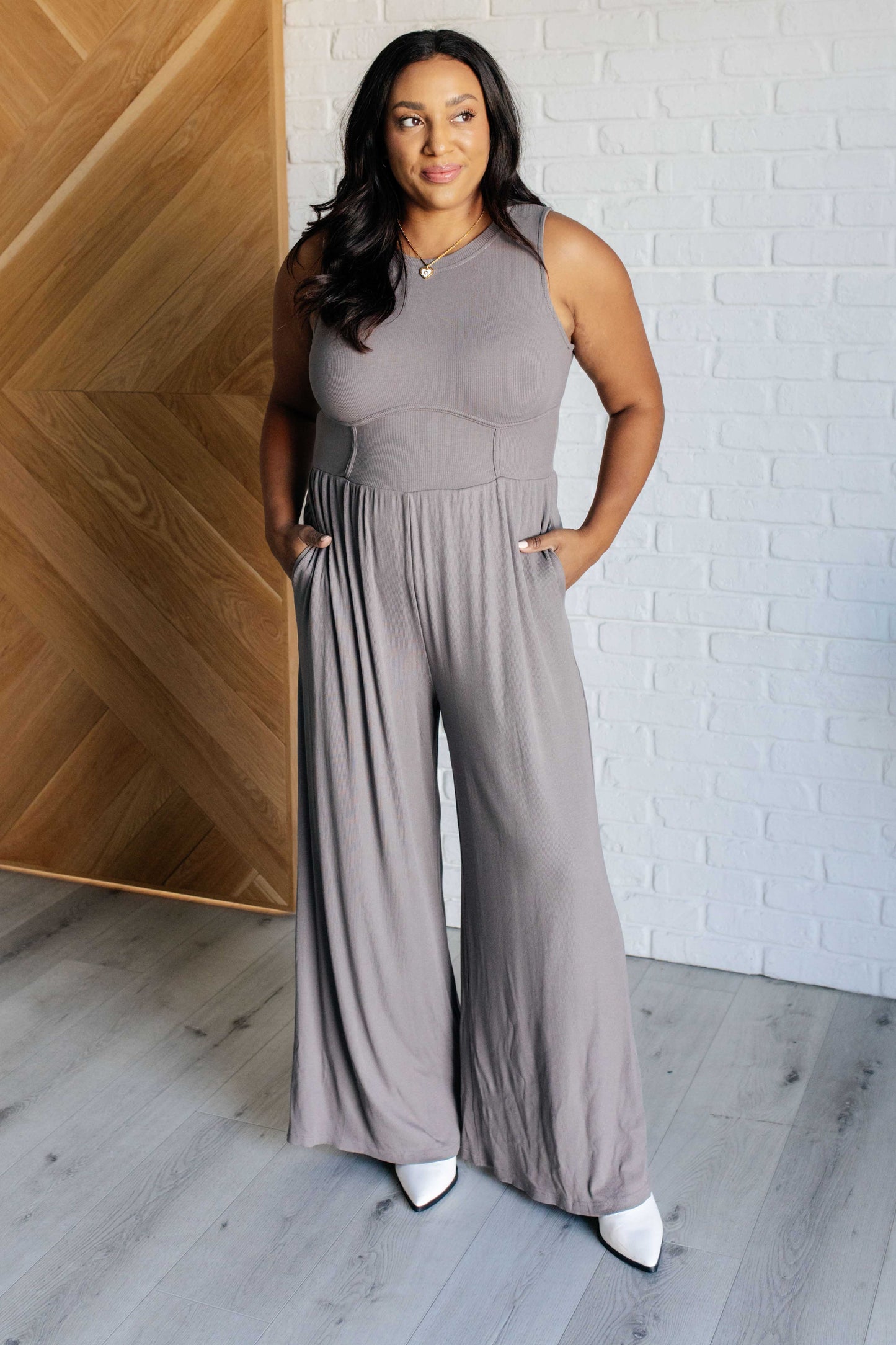 Grey Elegance Wide Leg Jumpsuit