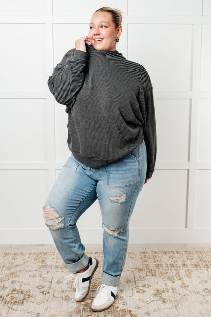 Laid-Back Luxe Ribbed Hoodie