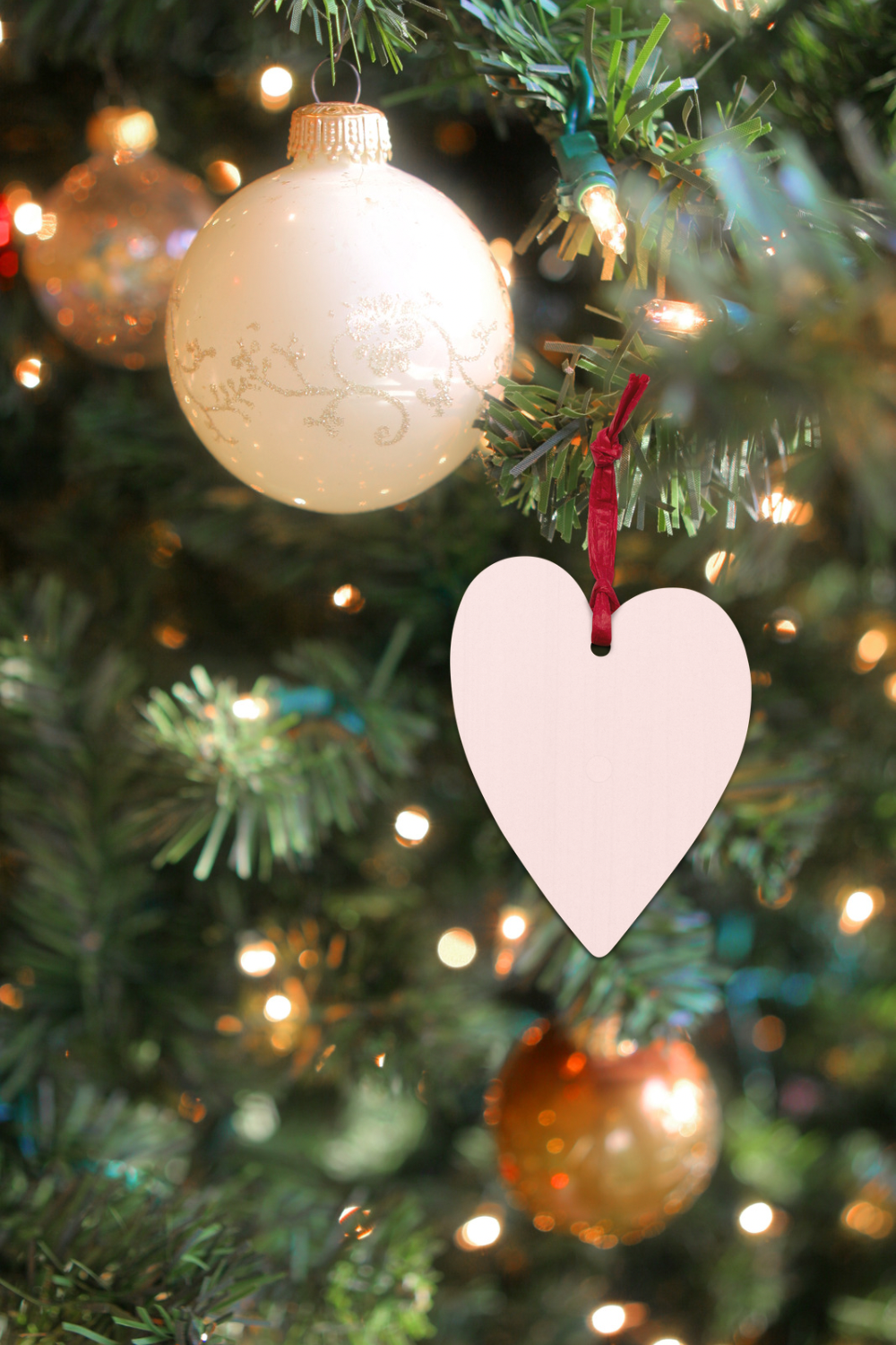 Happy Christmas Wooden Heart Ornament