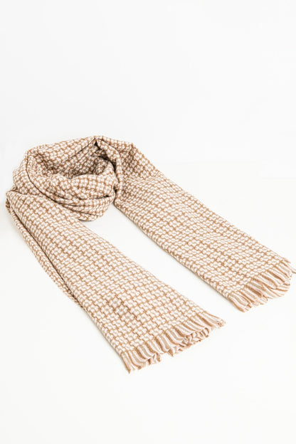 Blush Geometry Fringe Scarf